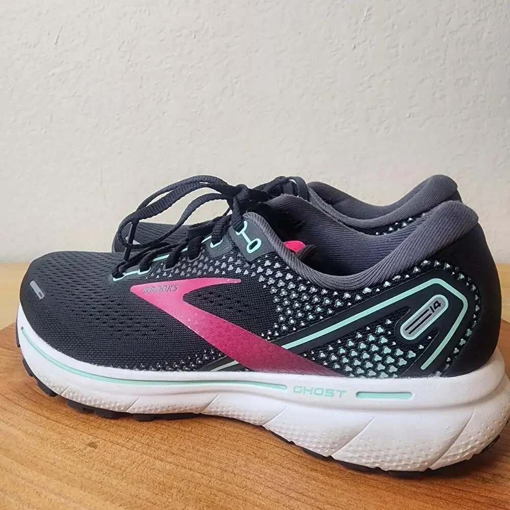 Brooks Ghost 14 Shoes Womens Size 9.5 Black Pink Running Sneakers 1203561B013